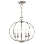 Livex Lighting - Milania Convertible Chain-Hang and Ceiling Mount, Antique Brass, Brushed Nickel - Add fresh style to an entryway, dining room and more. clean, elegant curves define this handsome pendant design. Inspired by classic cottage and continental style lighting, it comes in an brushed nickel finish on the orb shaped frame and canopy.