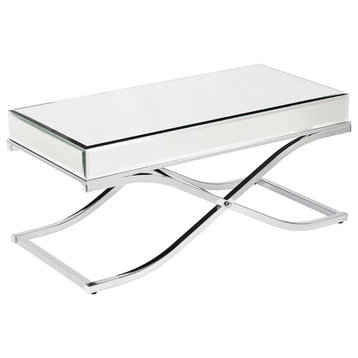 Mirrored Coffee Table, Cocktail, Chrome
