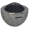 GDF Studio Lilith Outdoor 32" Wood Burning Concrete Round Fire Pit, Gray