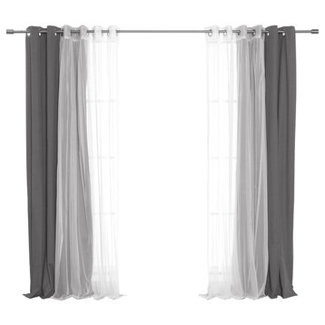 Tulle & Linen Blackout Curtains, Dk.grey, 52"x96"