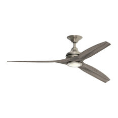 Weathered Wood Ceiling Fans Houzz Fanimation Spitfire Ceiling 60 Fan Brushed Nickel Weathered Wood Blades Led