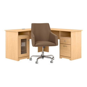 Bush Furniture Cabot L Shaped Computer Desk With Hutch In Espresso Oak Transitional Desks And Hutches By Homesquare