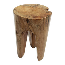 Bhome - 3-Leg Teak Stool, Rustic Look - Accent And Garden Stools