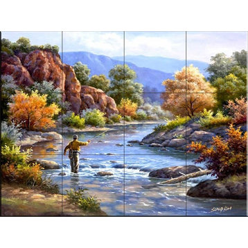 Tile Mural, Fly Fishing by Sung Kim