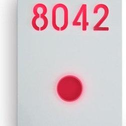 Modern Lighted Door Number Sign with Doorbell Button by Luxello - Lighting