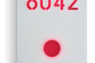 Modern Lighted Door Number Sign with Doorbell Button by Luxello