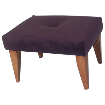 Tufted Suede Footstool, Purple