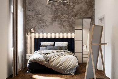 Дизайн спальни с гардеробной в частном доме в Подмосковье, 220м2