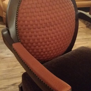 Oval Black Chair with Woven Buffalo Leather Back and Mohair Seat
