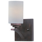 Maxim Lighting International - Deven 1-Light Wall Sconce, Oil Rubbed Bronze, Satin White - Create a welcoming space with the Deven Wall Sconce. This 1-light wall sconce is finished in oil rubbed bronze with satin white glass shades and shines to illuminate your living space. Hang this sconce with another (sold separately) to frame your mantel or a doorway.