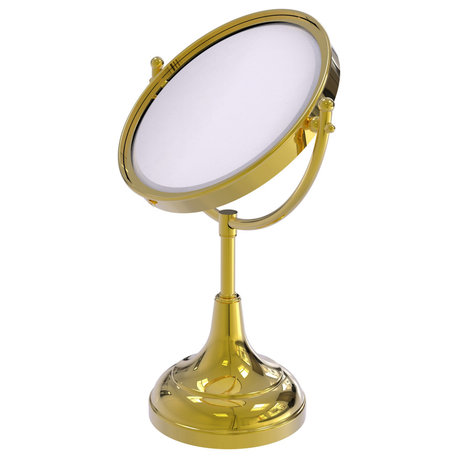 8" Vanity Make-Up Mirror 5X Magnification, Polished Brass