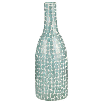 Glass, 15"H Mosaic Vase, Blue