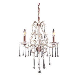 3-Light-Chandelier-In-Rust-And-Clear-Crystal - Chandeliers