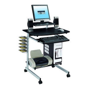 Mobile Compact Computer Cart Desk With Keyboard Tray