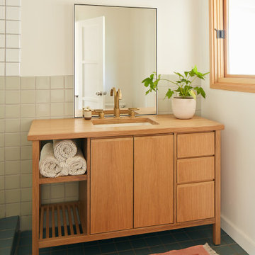Scandi-Inspired Bathroom with Color Block Tile