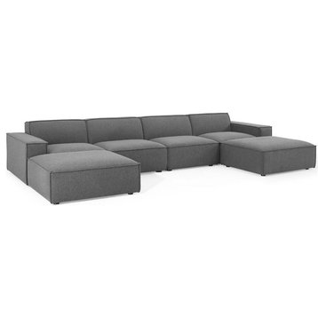 Catania 6 Piece Fabric Upholstered Modular Sectional Sofa in Charcoal
