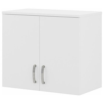 Universal Wall Cabinet with Doors and Shelves in White - Engineered Wood