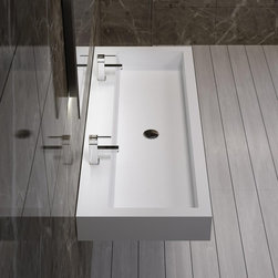ADM Wall Mounted Rectangular Sink in Matte White DW-136 (47 x 19) - Bathroom Sinks