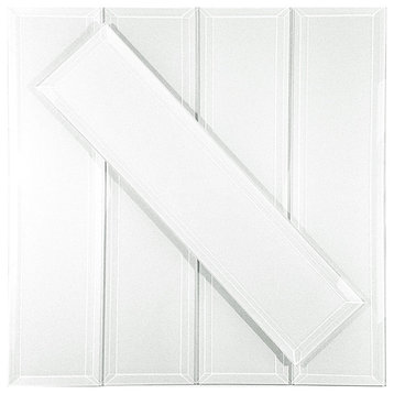 Frosted Elegance Peel & Stick 3x12 Beveled Glass Subway Tile in Glossy White
