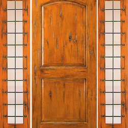 Prehung Door with Two Sidelites, Exterior, Knotty Alder Full Lite - Front Doors