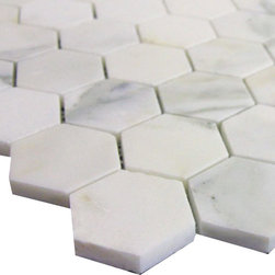 Calacatta Gold Italian Marble 2" Hexagon Mosaic Tile Honed - Home Accessories & Decor