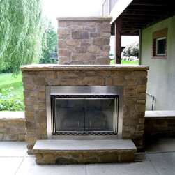 Outdoor Masonry Stone Electric Fireplace - Outdoor Fireplaces