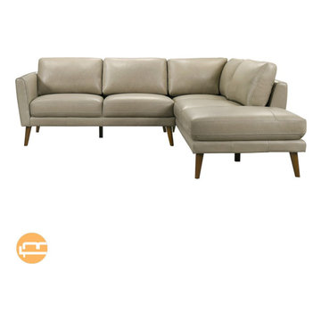 Beige Leather Sectional Left Bexley