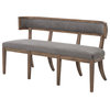 Lauran Curved Back Gray Upholstered Dining Bench