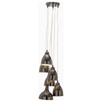 Modern Iron 6-Bulb Bell Pendant Lamp, Black