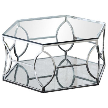 Hexagonal Silver Clear Glass Coffee Table