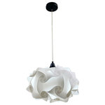 EQ Light - Cloud Pendant Light, Black, Small - The Cloud Pendant Light makes a stunning accent piece in a dining room, entryway or kitchen. This elegant pendant light has silver steel construction and a round shade made from white spiral polypropylene pieces. Hang it in a contemporary style home for a cohesive look.