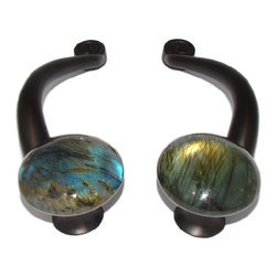 Myterra Gemstone Hardware - Gemstone 4" Cabinet Pull, Labradorite - Cabinet And Drawer Handle Pulls