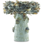 Currey and Company - Oyster Shell Bird Bath - Natural, Small - We&#39;ve made our lovely Oyster Shell Birdbath in several miniature sizes for those who have smaller gardens or want to bring them indoors as accessories. The Oyster Shell Small Birdbath combines uncommon materials into a whimsical design to transform the humble oyster shell and unrefined concrete into an art piece just like the full-sized birdbath does. This artisanal masterpiece is included in the Hayes Parker Collection.
