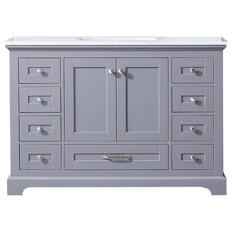 Lexora Home Dukes 48" Carrara Marble Top Single Vanity with Sink in Dark Gray