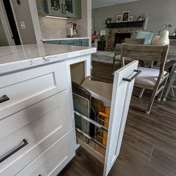 White and Green Kitchen and Coffee Bar
