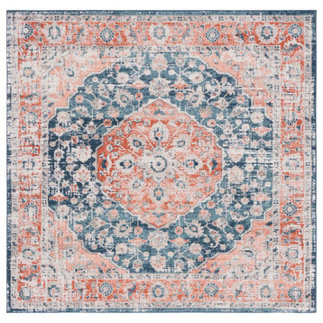 Safavieh Madison Collection MAD836N Rug, Navy/Rust, 6'7" X 6'7" Square