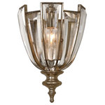 Uttermost - Uttermost Vicentina 1 Light Crystal Wall Sconce - An Elegant Sconce Of Beveled Crystals Enhanced With Burnished Silver Champagne Leaf Finish, Presents A Modern Update Of Traditional Elements Able To Blend Into Many Interior Looks.  Additional Product Information: Collection: Vicentina Size (inches): 4.75Lx9Wx12.625H Item Weight (lbs): 4 Frame Finish: Burnished Silver Champagne Leaf Finish With Beveled Crystal Details. Material:  Iron 47%, Crystal 50%, Poly 3% Country: China