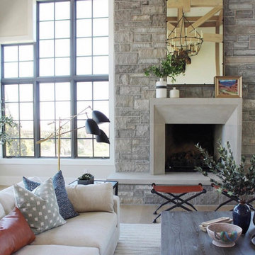Hand Cut Indiana Limestone Fireplace Surround and Hearth
