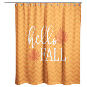 Hello Fall Chevron 71x74 Shower Curtain
