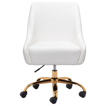Parker Office Chair Gray & Gold, White & Gold