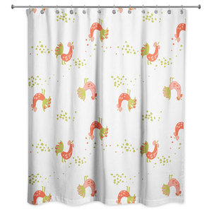 red and green shower curtain