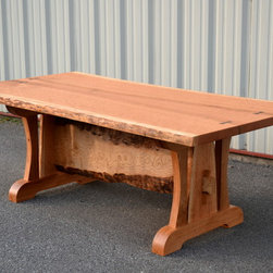 Live Edge Cherry Dining Table with Live Edge Trestle - Products