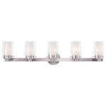 Livex Lighting - Livex Lighting 15455-91 Manhattan - Five Light Bath Vanity - Mounting Direction: Up/Down  ShManhattan Five Light Brushed Nickel Clear *UL Approved: YES Energy Star Qualified: n/a ADA Certified: n/a  *Number of Lights: Lamp: 5-*Wattage:60w Candalabra Base bulb(s) *Bulb Included:No *Bulb Type:Candalabra Base *Finish Type:Brushed Nickel
