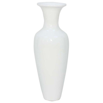 Classic Lacquer White Bamboo Floor Vase, 36"