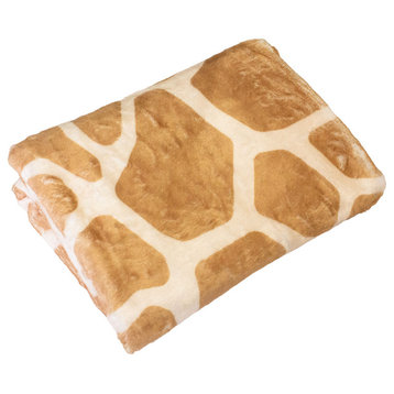 Giraffe Print Throw Blanket, Light Brown, 42"x60"