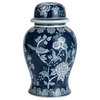 Round Ceramic Ginger Jar With Lid, Blue and White