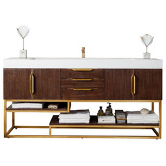 Columbia 72 Single Vanity Coffee Oak Radiant Gold w/ Glossy White