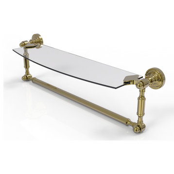 Allied Brass Dottingham 18"Glass Vanity Shelf With Integrated Towel Bar