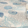 Waverly Sun N' Shade All-over design Ivory Blue 6'6" x 9'6" Area Rug