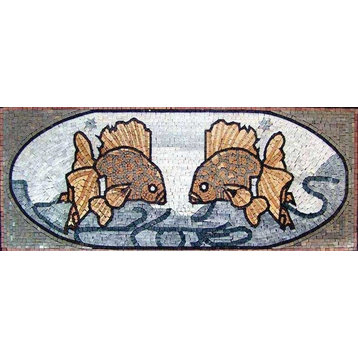 Fish Marble Mosaic Illustration, 18"x53"
